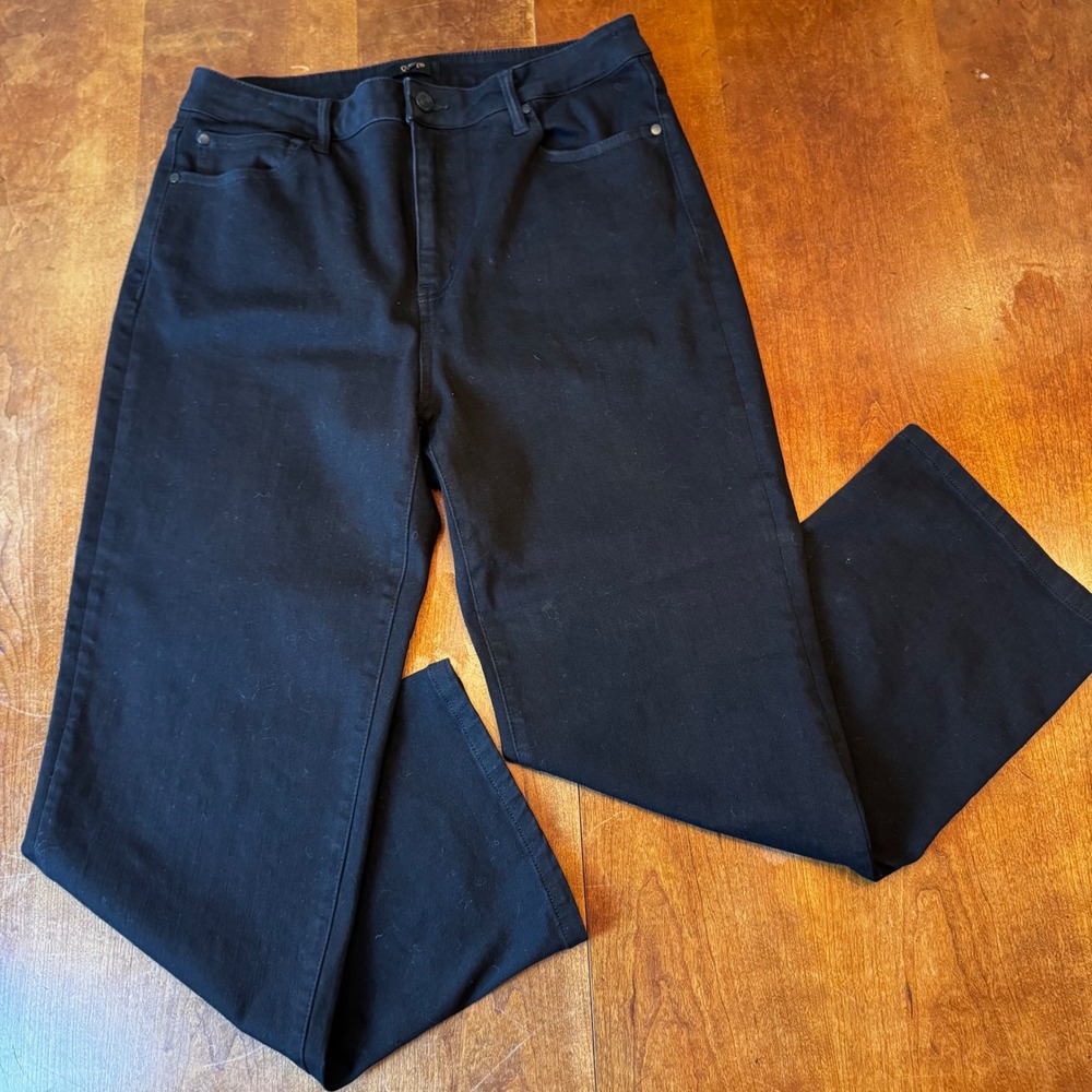 Quince Pants Women 32 Black Straight Leg High Rise Stretch Denim Jeans